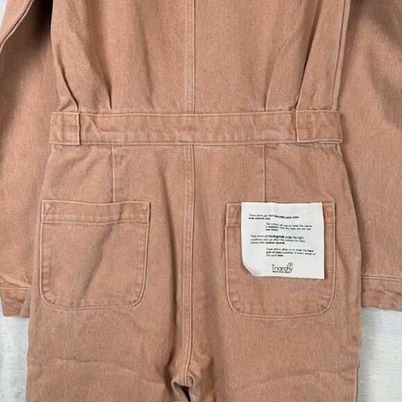 NEW! Triarchy Jumpsuit in Clay One Piece Denim Jumper Lined to Cuff Oversized XS - Picture 5 of 16
